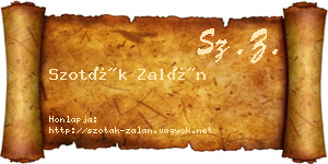 Szoták Zalán névjegykártya